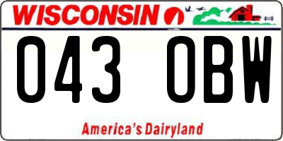 WI license plate 043OBW