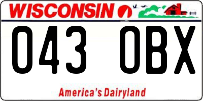 WI license plate 043OBX