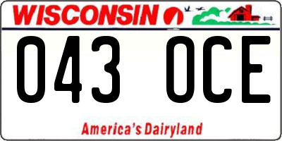 WI license plate 043OCE