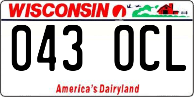 WI license plate 043OCL