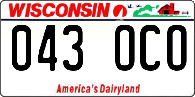 WI license plate 043OCO