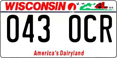 WI license plate 043OCR