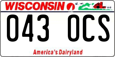WI license plate 043OCS