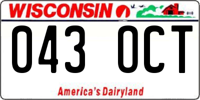 WI license plate 043OCT