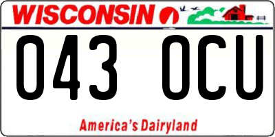 WI license plate 043OCU