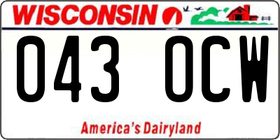 WI license plate 043OCW