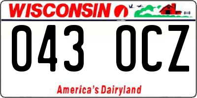 WI license plate 043OCZ