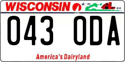 WI license plate 043ODA