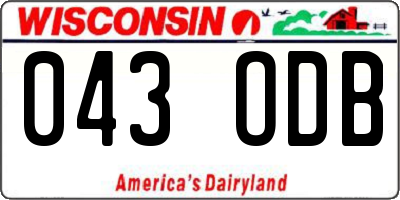 WI license plate 043ODB