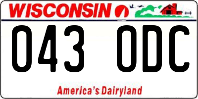 WI license plate 043ODC