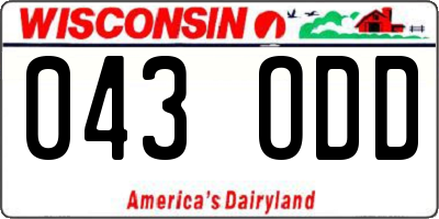 WI license plate 043ODD