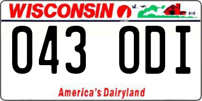 WI license plate 043ODI