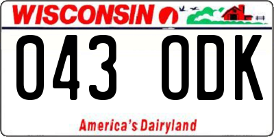 WI license plate 043ODK