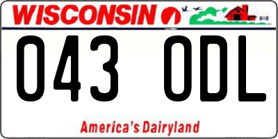 WI license plate 043ODL