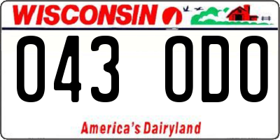 WI license plate 043ODO