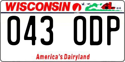 WI license plate 043ODP