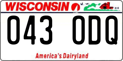 WI license plate 043ODQ