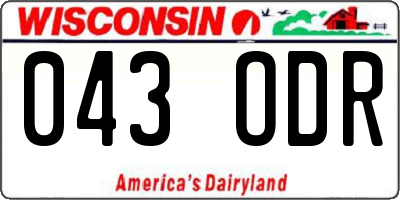 WI license plate 043ODR