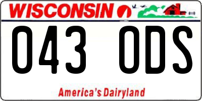 WI license plate 043ODS