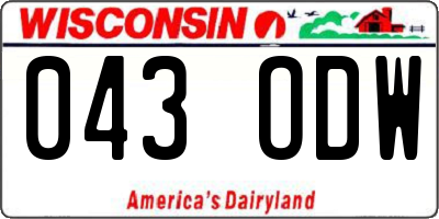 WI license plate 043ODW