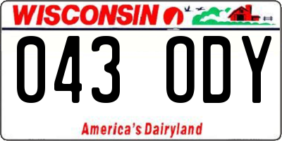 WI license plate 043ODY