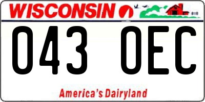 WI license plate 043OEC