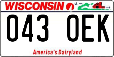 WI license plate 043OEK