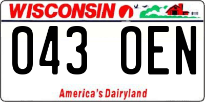 WI license plate 043OEN