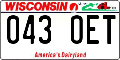 WI license plate 043OET