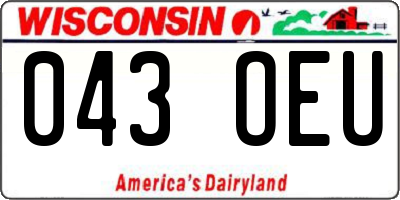 WI license plate 043OEU