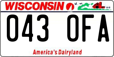 WI license plate 043OFA
