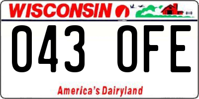 WI license plate 043OFE