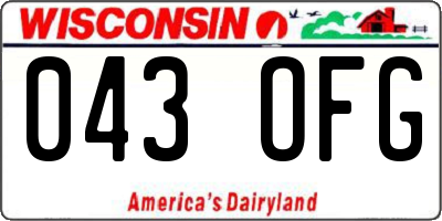 WI license plate 043OFG