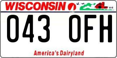 WI license plate 043OFH