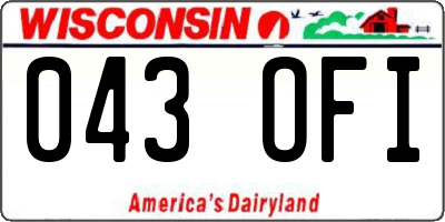 WI license plate 043OFI