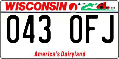 WI license plate 043OFJ