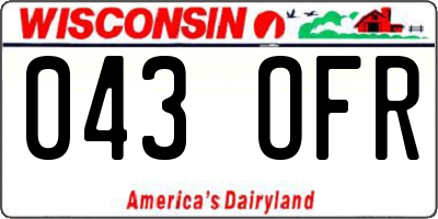 WI license plate 043OFR