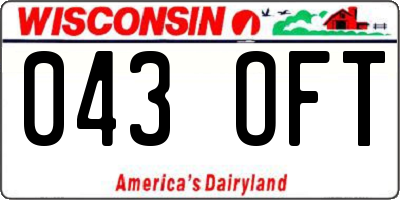 WI license plate 043OFT