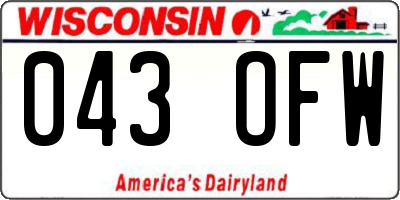 WI license plate 043OFW