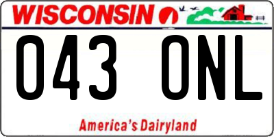 WI license plate 043ONL