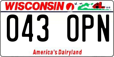 WI license plate 043OPN