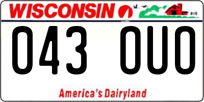 WI license plate 043OUO