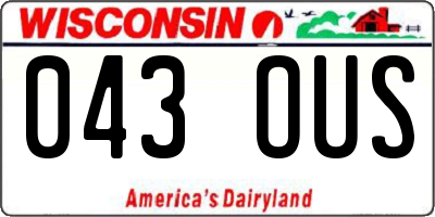 WI license plate 043OUS