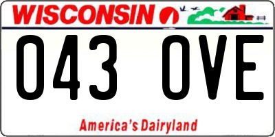 WI license plate 043OVE