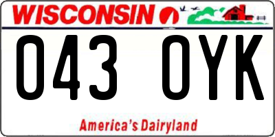 WI license plate 043OYK