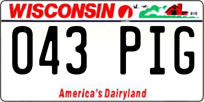 WI license plate 043PIG