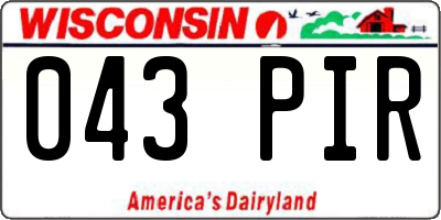 WI license plate 043PIR