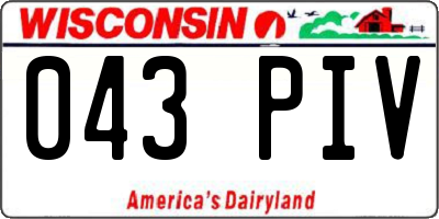 WI license plate 043PIV