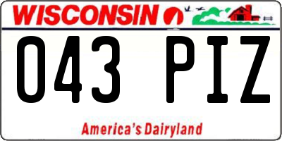 WI license plate 043PIZ