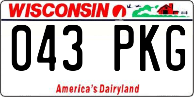 WI license plate 043PKG